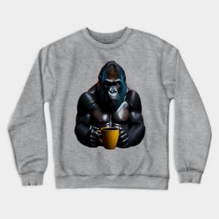 Gorilla with coffee mug Crewneck Sweatshirt